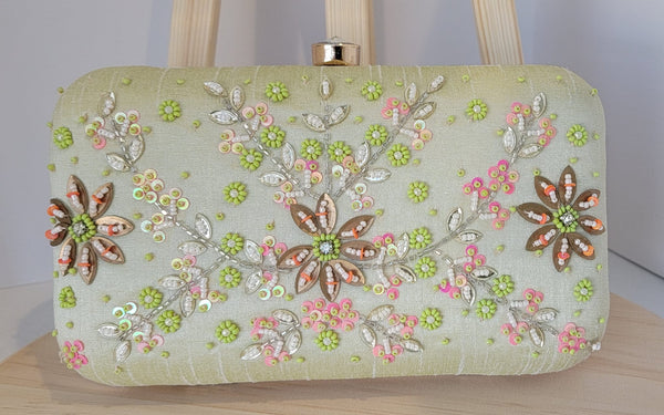 Women's Flower Pattern Clutch Bags for Evening Party Bridal Handbags