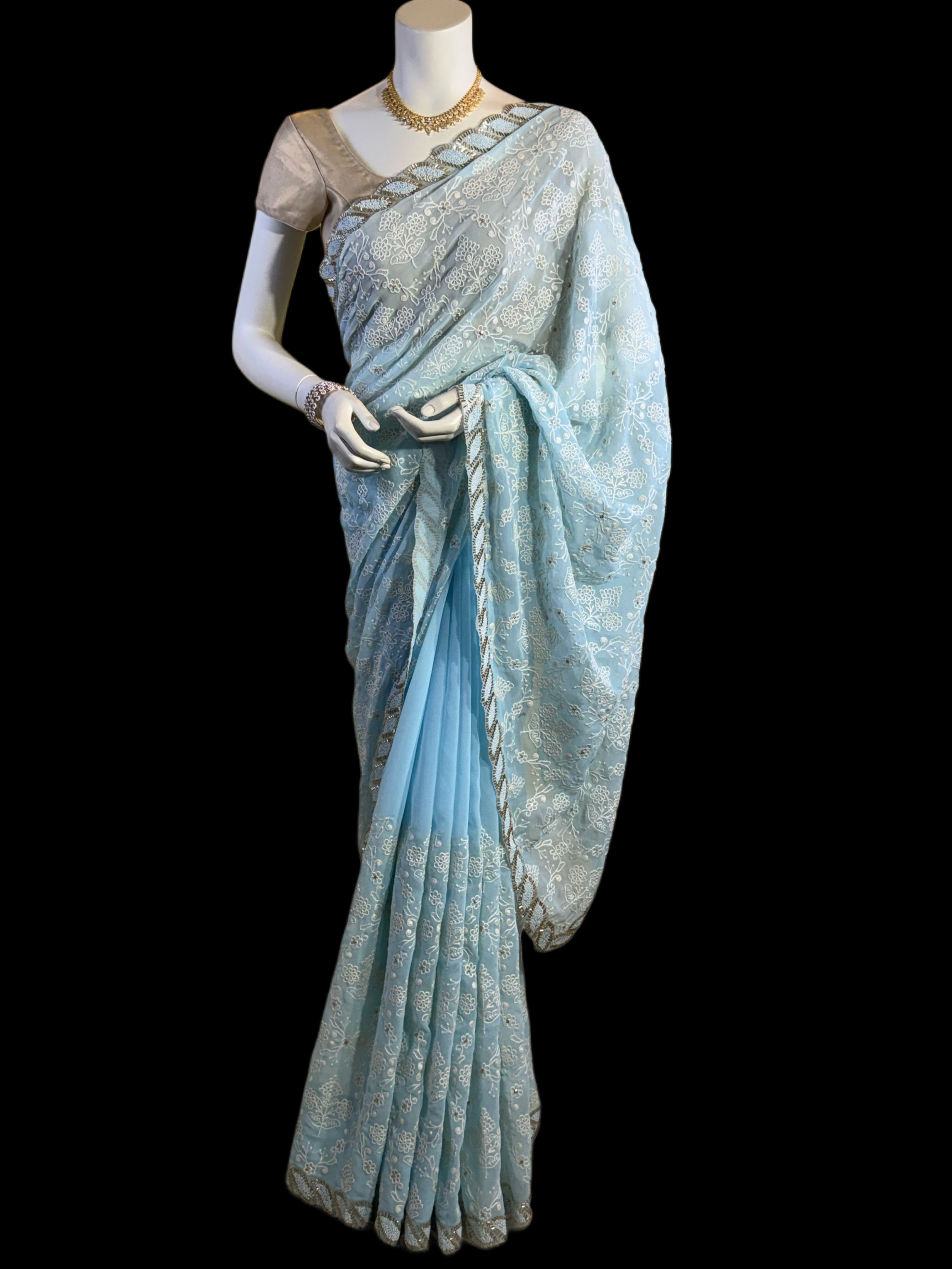 CK041926003 - Chikankari Work on Pure Georgette