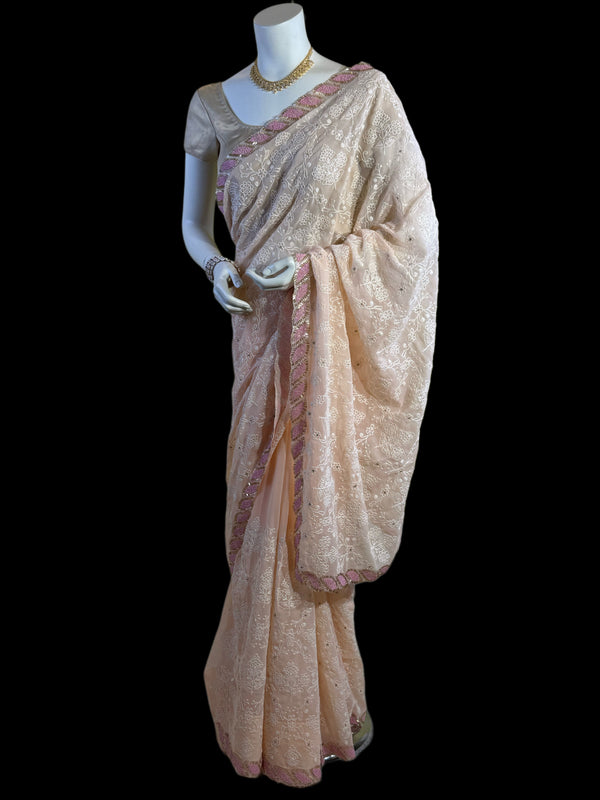 CK041926004 - Chikankari Work on Pure Georgette