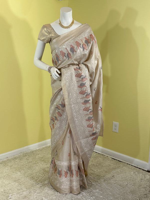 TS041926002 - Tussar Silk Saree