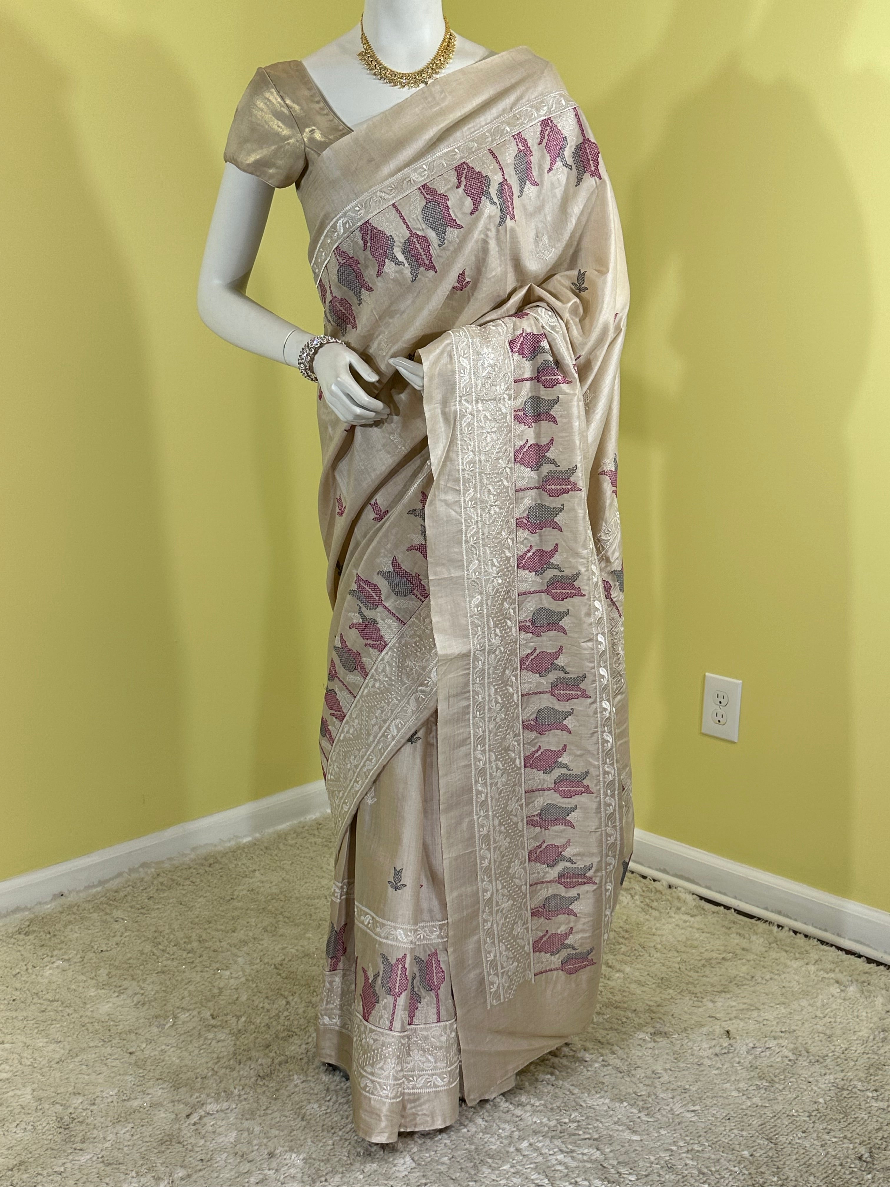 TS041926005 - Tussar Silk Saree