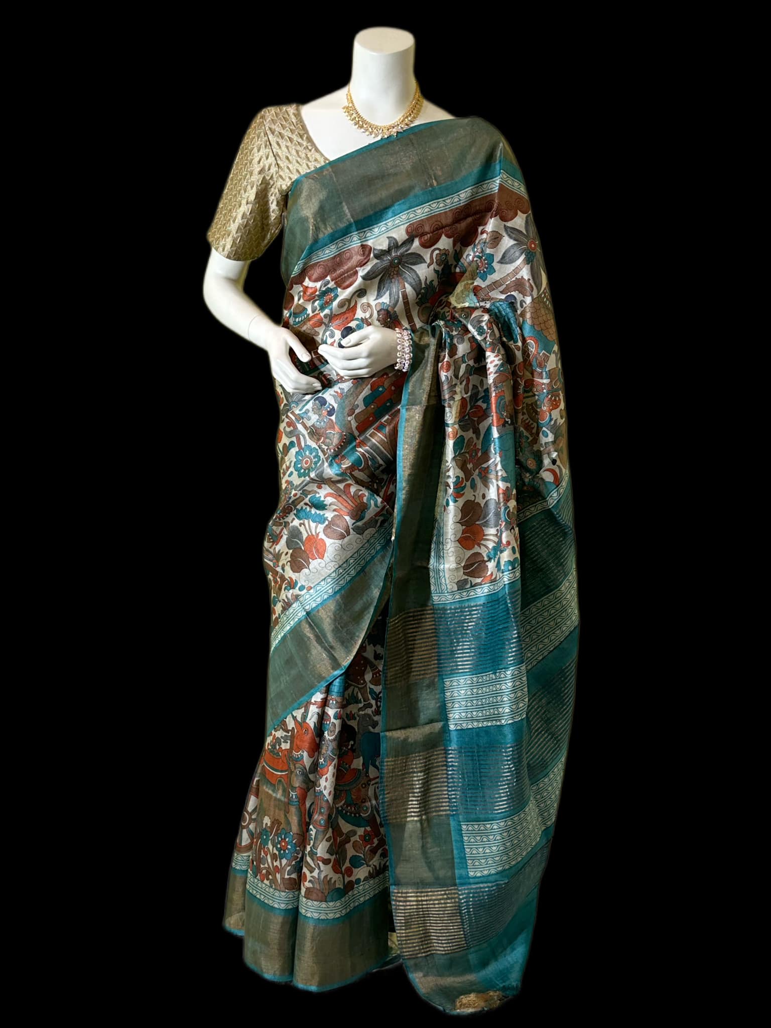 TS042923002 - Tussar Silk with Kalamkari Print