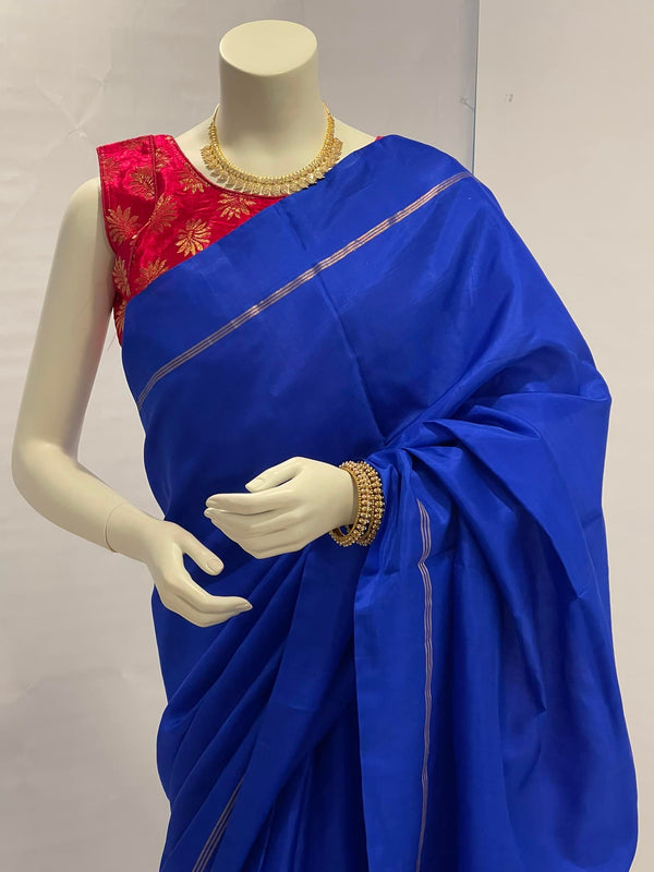 KJ121221005 - Ready to Wear, Plain Kanjeevaram Silk Saree with Peplum Work Blouse