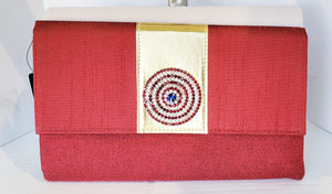 MYUS115a - Maroon Color Clutch Bag with Stone work in the middle