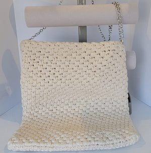 MYUS124 - Cream Color Crochet Bag with a metal handle